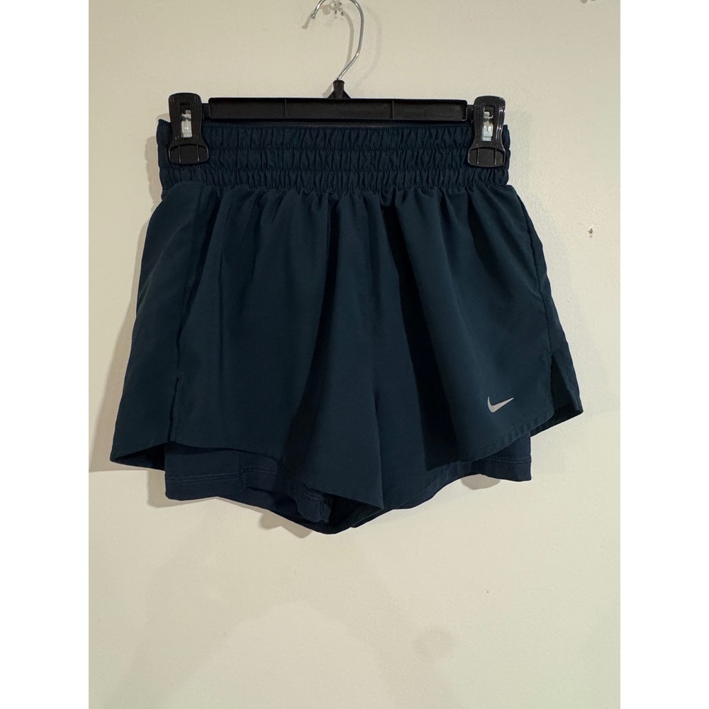 Nike Dri-FIT 2-in-1 Running Shorts Womens XS‎ Navy Blue Compression Liner